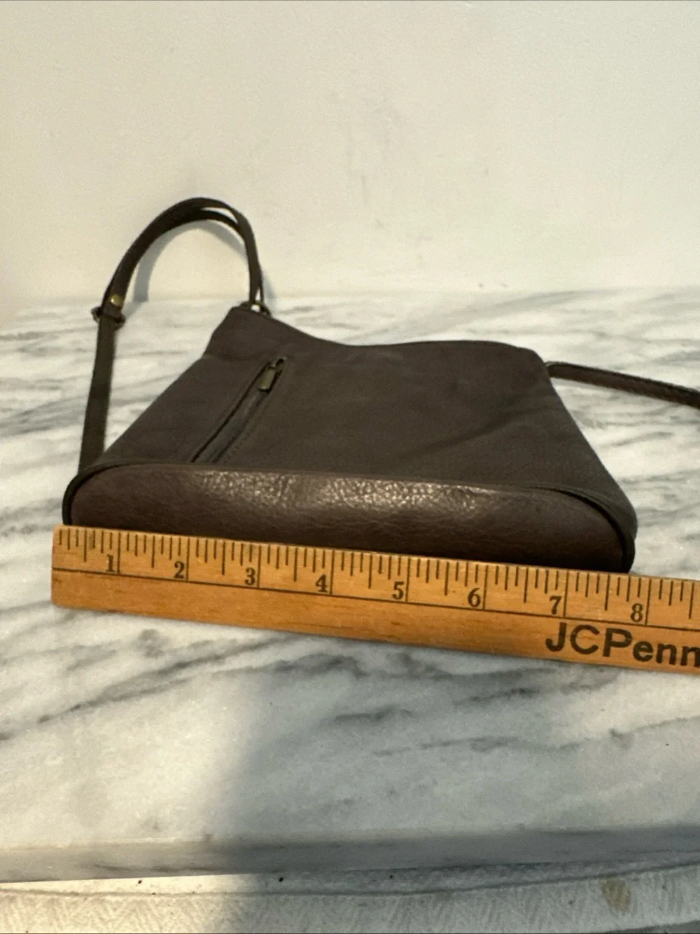 Men's Dark Brown Leather Messenger Crossbody Bag - Slim Everyday Carry